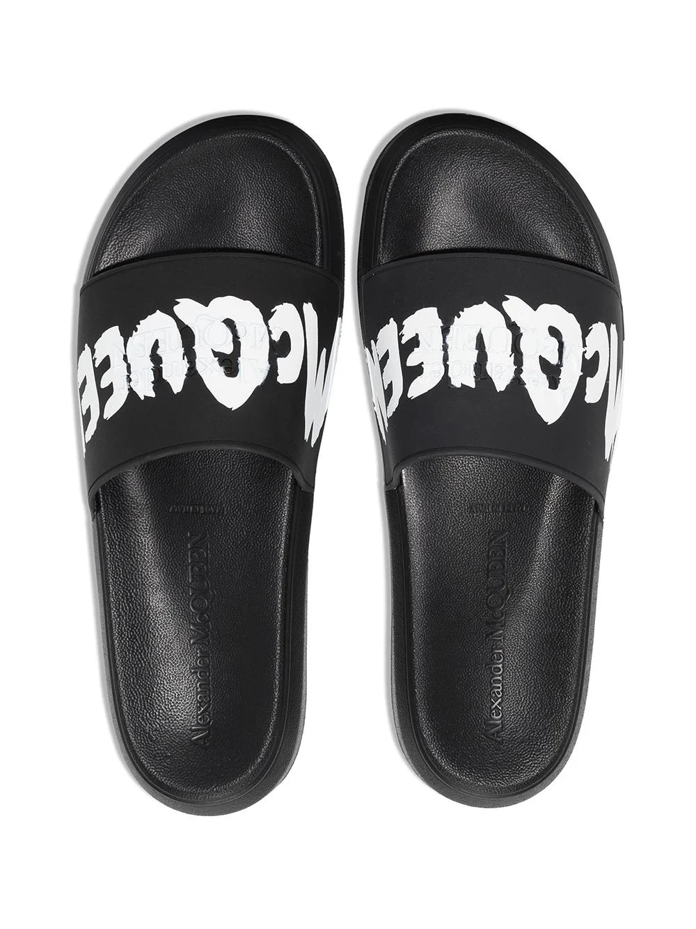 Alexander McQueen graffiti-logo slip-on slides