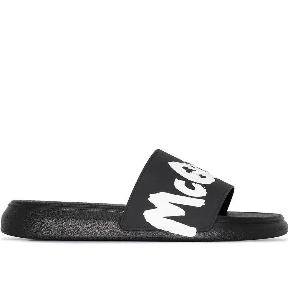 Alexander McQueen graffiti-logo slip-on slides