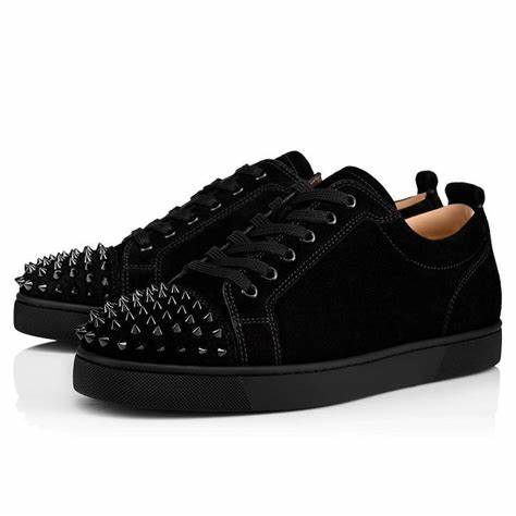 Christian Louboutin Louis Junior Spikes Veau Velours Sneaker Black